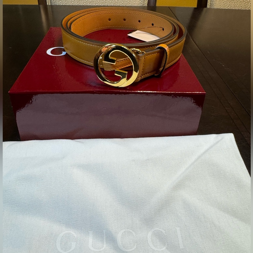New Gucci GG Logo Buckle Brown Belt Size 48 / 120 cm Fits a Waist 44 - 48 - Picture 2 of 13